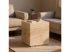 Florence Dyna Beige/Brown Dyna Marble End Table - Ornate Home