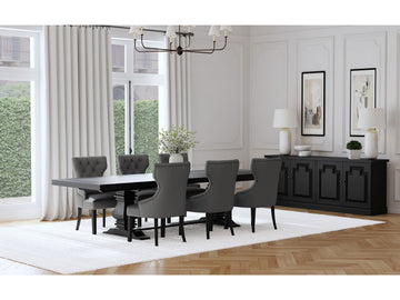 Florence Grey 7-piece 126-inch Extension Dining Table Set - Ornate Home