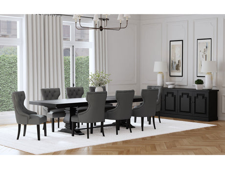 Florence Grey 9-piece 126-inch Extension Dining Table Set - Ornate Home