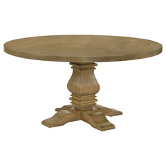 Florence Rustic Honey 7-piece Round Dining Room Set with Scroll Chair - Ornate Home