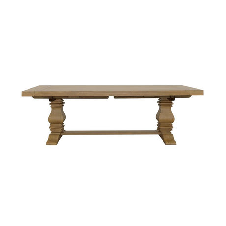Florence Rustic Honey Double Pedestal Dining Table w/ Two 16-inch Removable Leaves - Ornate Home