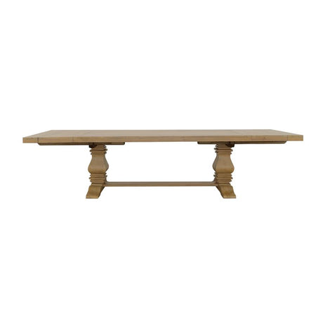 Florence Rustic Honey Double Pedestal Dining Table w/ Two 16-inch Removable Leaves - Ornate Home