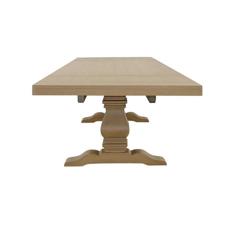 Florence Rustic Honey Double Pedestal Dining Table w/ Two 16-inch Removable Leaves - Ornate Home