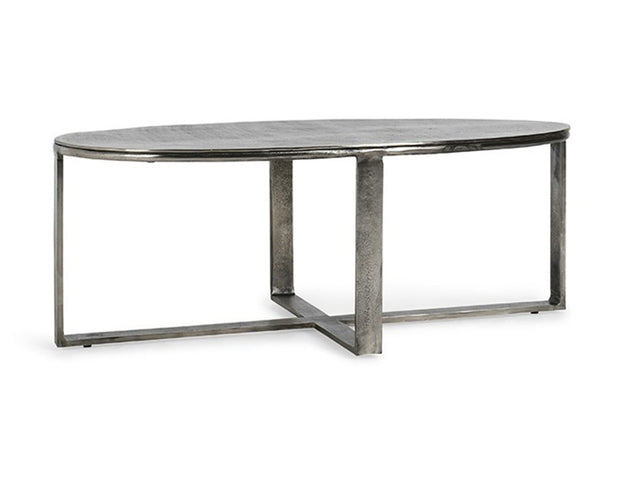 Flores Gray Oval Coffee Table - Ornate Home