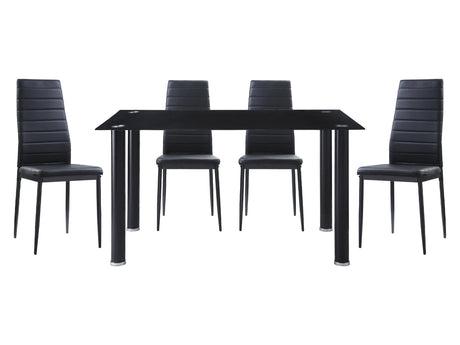 Florian Black 5-piece Dinig Table Set - Ornate Home