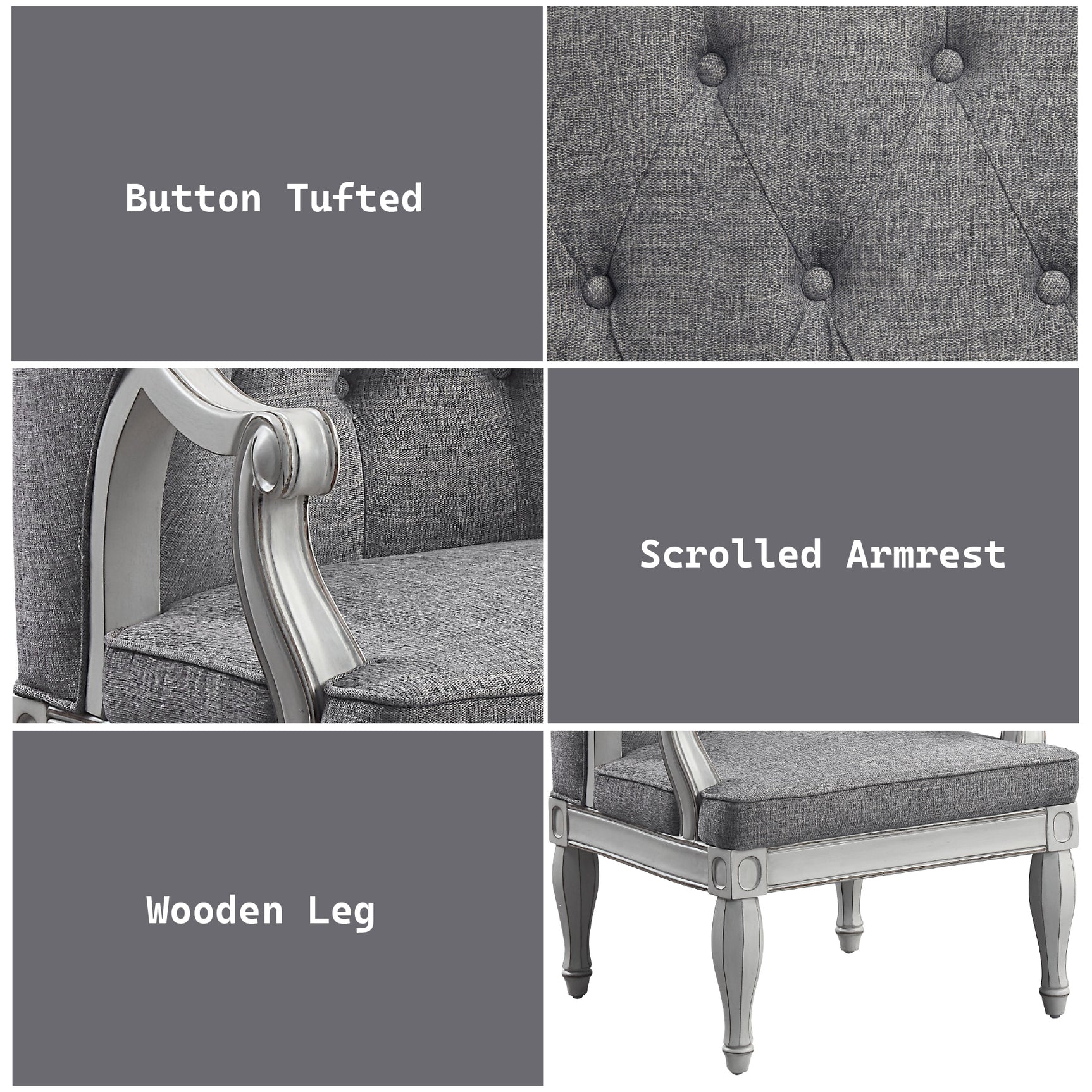 Florian Gray & Antique White Accent Chair - Ornate Home