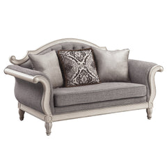 Florian Gray & Antique White Loveseat W/3 Pillows - Ornate Home
