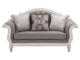 Florian Gray & Antique White Loveseat W/3 Pillows - Ornate Home