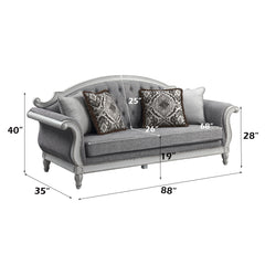 Florian Gray & Antique White Sofa W/4 Pillows - Ornate Home