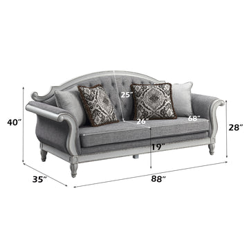 Florian Gray & Antique White Sofa W/4 Pillows - Ornate Home