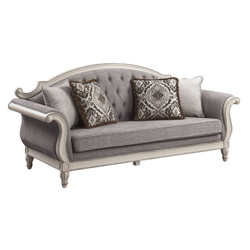 Florian Gray & Antique White Sofa W/4 Pillows - Ornate Home