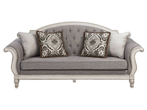 Florian Gray & Antique White Sofa W/4 Pillows - Ornate Home