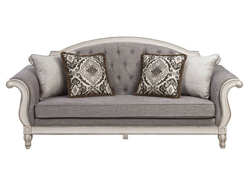 Florian Gray & Antique White Sofa W/4 Pillows - Ornate Home