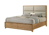 Florian Natural King Upholstered Storage Platform Bed - Ornate Home