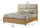 Florian Natural King Upholstered Storage Platform Bed - Ornate Home
