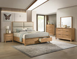 Florian Natural Upholstered Storage Platform Bedroom Set - Ornate Home