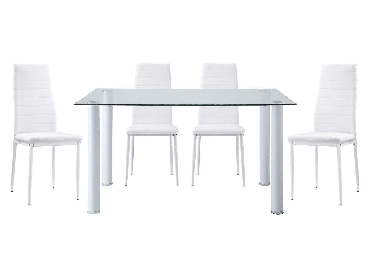 Florian White 5-piece Dinig Table Set - Ornate Home