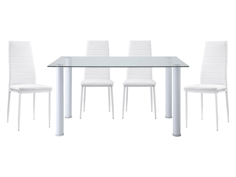 Florian White 5-piece Dinig Table Set - Ornate Home