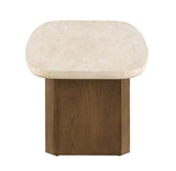 Florian Yellow Travertine/Brown Oak Coffee Table - Ornate Home