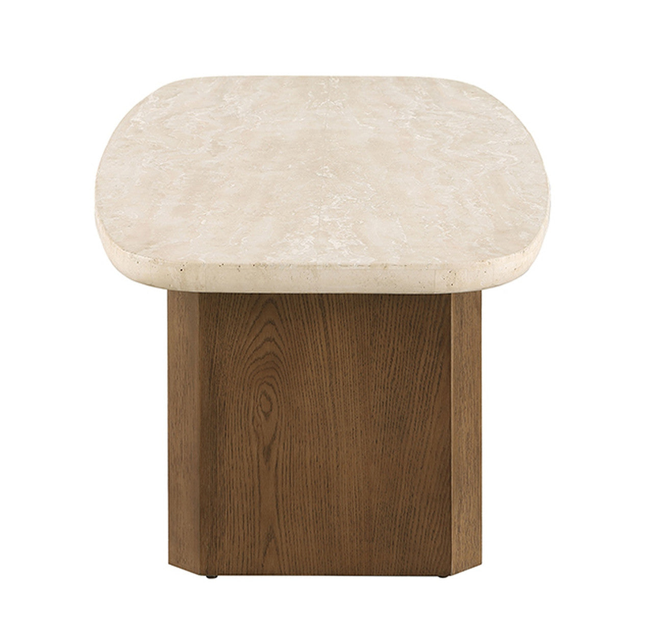 Florian Yellow Travertine/Brown Oak Coffee Table - Ornate Home