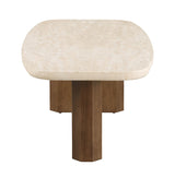 Florian Yellow Travertine/Brown Oak Coffee Table - Ornate Home