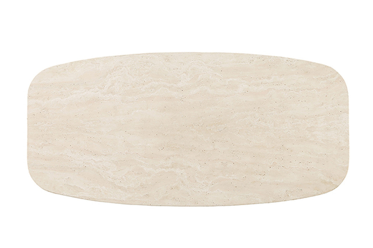 Florian Yellow Travertine/Brown Oak Coffee Table - Ornate Home