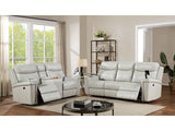 Florine Light Gray Leatherette Power Sofa & Loveseat - Ornate Home