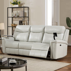 Florine Light Gray Leatherette Power Sofa & Loveseat - Ornate Home