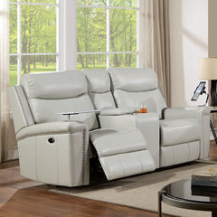 Florine Light Gray Leatherette Power Sofa & Loveseat - Ornate Home