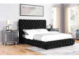 Flory Black Upholstered Platform Bed - Ornate Home