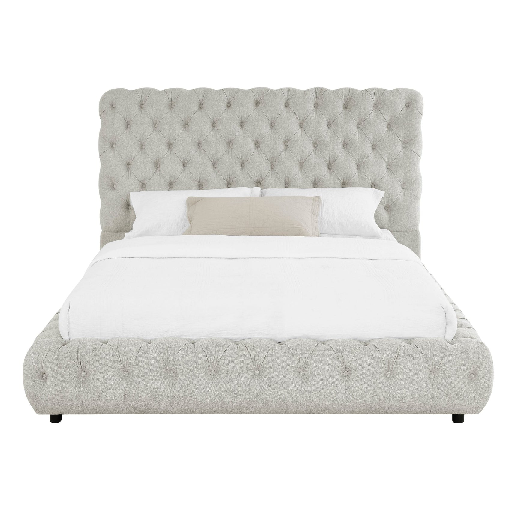 Flory Dove Gray Upholstered Platform Bed - Ornate Home
