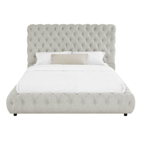 Flory Dove Gray Upholstered Platform Bed - Ornate Home