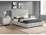 Flory Dove Gray Upholstered Platform Bed - Ornate Home
