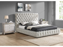 Flory Dove Gray Upholstered Platform Bed - Ornate Home