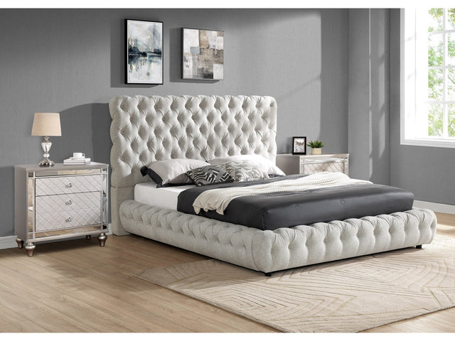 Flory Dove Gray Upholstered Platform Bed - Ornate Home