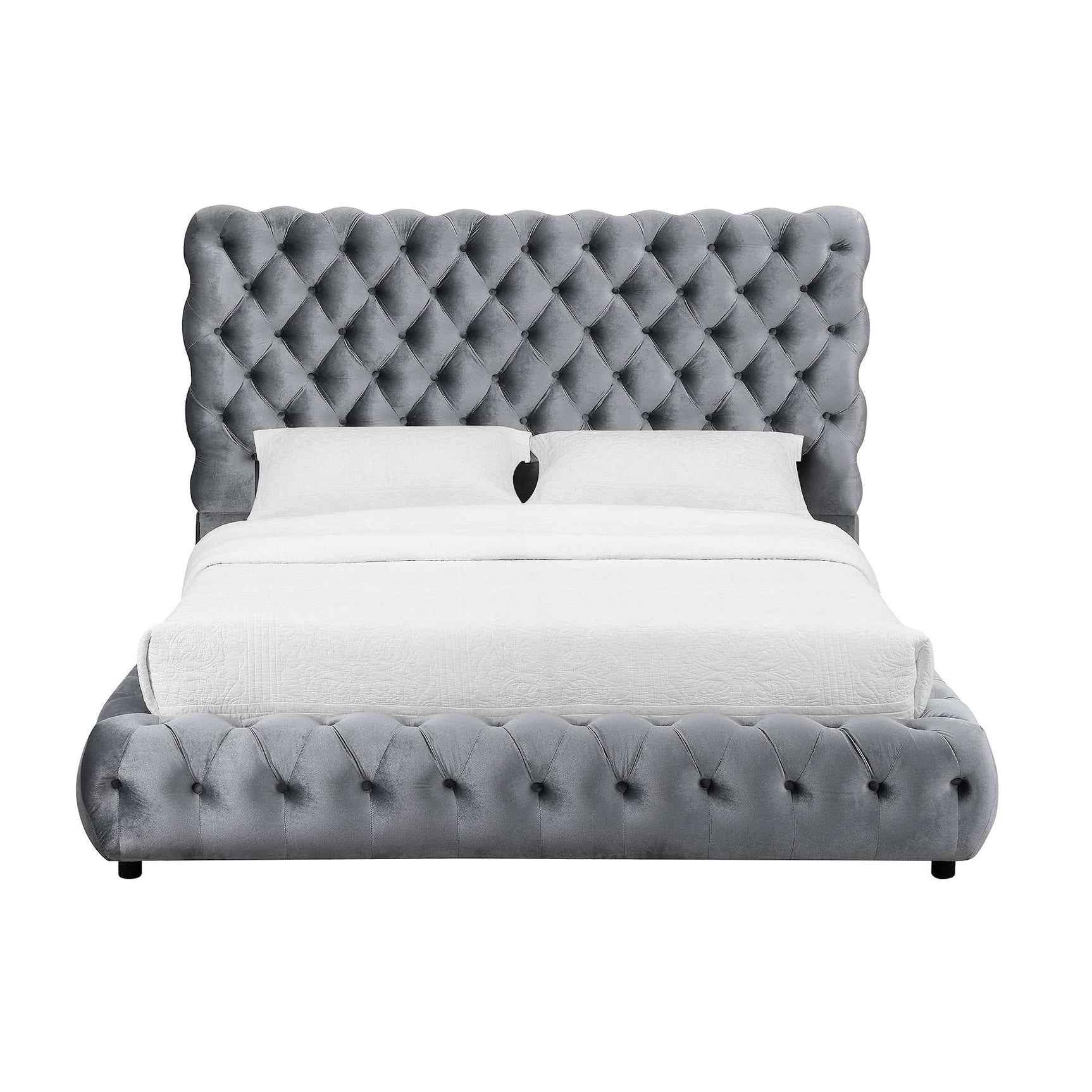 Flory Gray Upholstered Platform Bed - Ornate Home