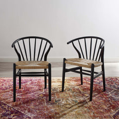 Flourish Black Spindle Wood Dining Side Chair (Set of 2) - Ornate Home