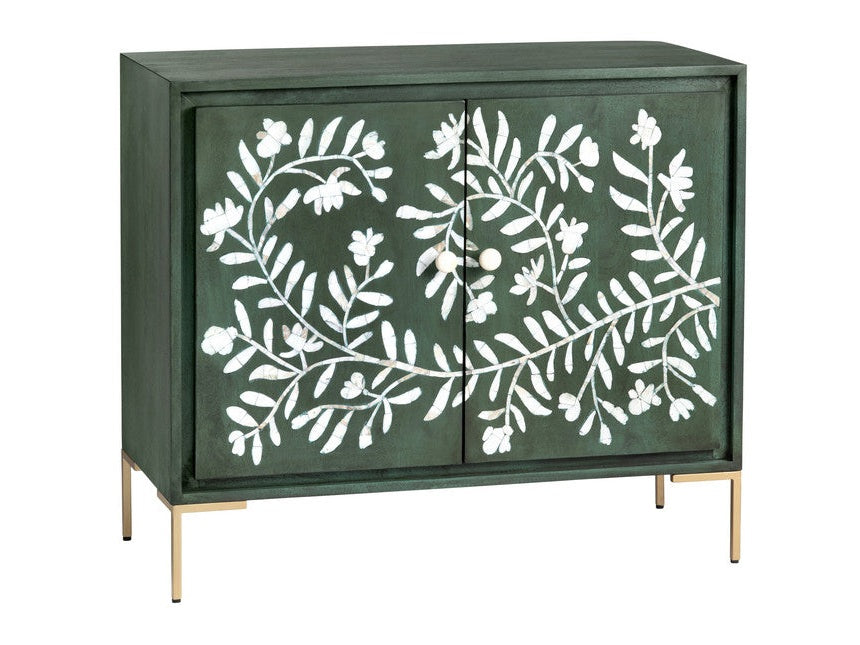 Flourish Green/White Two-Door Cabinet - Ornate Home