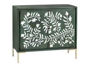 Flourish Green/White Two-Door Cabinet - Ornate Home