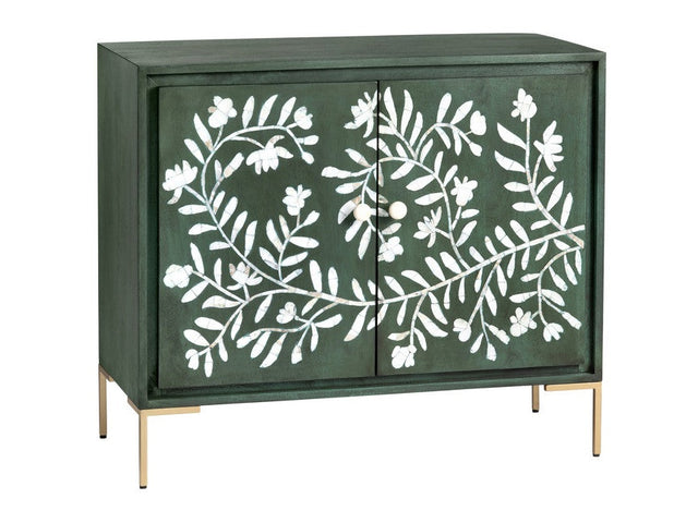 Flourish Green/White Two-Door Cabinet - Ornate Home