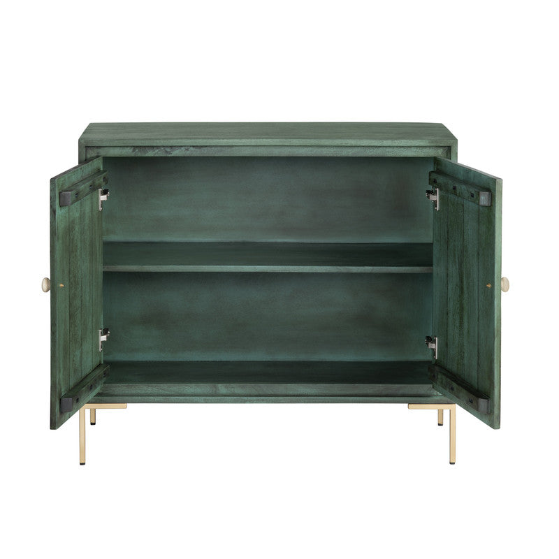 Flourish Green/White Two-Door Cabinet - Ornate Home