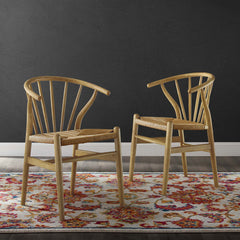 Flourish Natural Spindle Wood Dining Side Chair (Set of 2) - Ornate Home