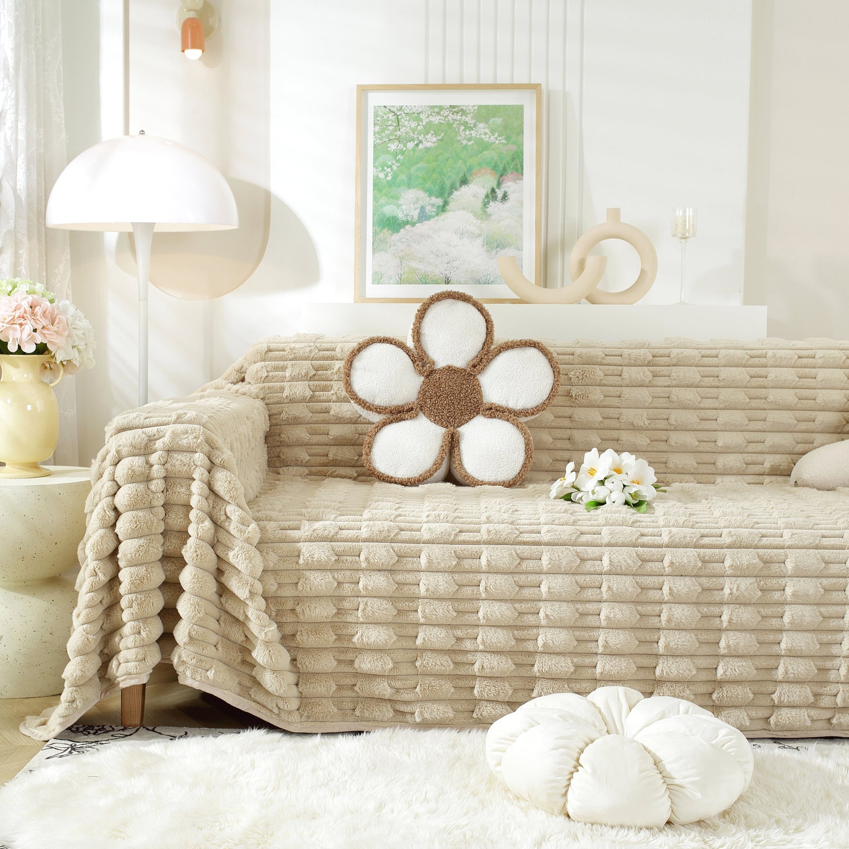 Fluffy Faux Fur Couch Cover Plush Sofa Throw, Warm & Stylish Sofa Protector - Ornate Home