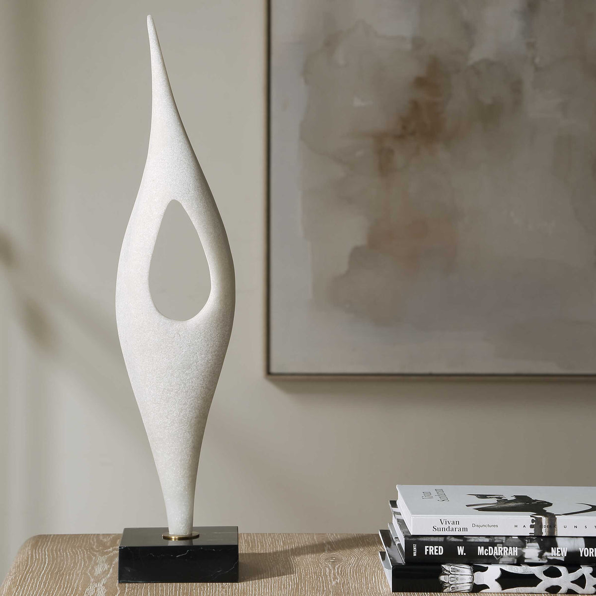 Fluid Drop White Stone Sculpture - Ornate Home