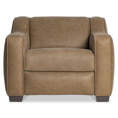 Flynn Beige/Tan Leather Power Motion Chair - Ornate Home