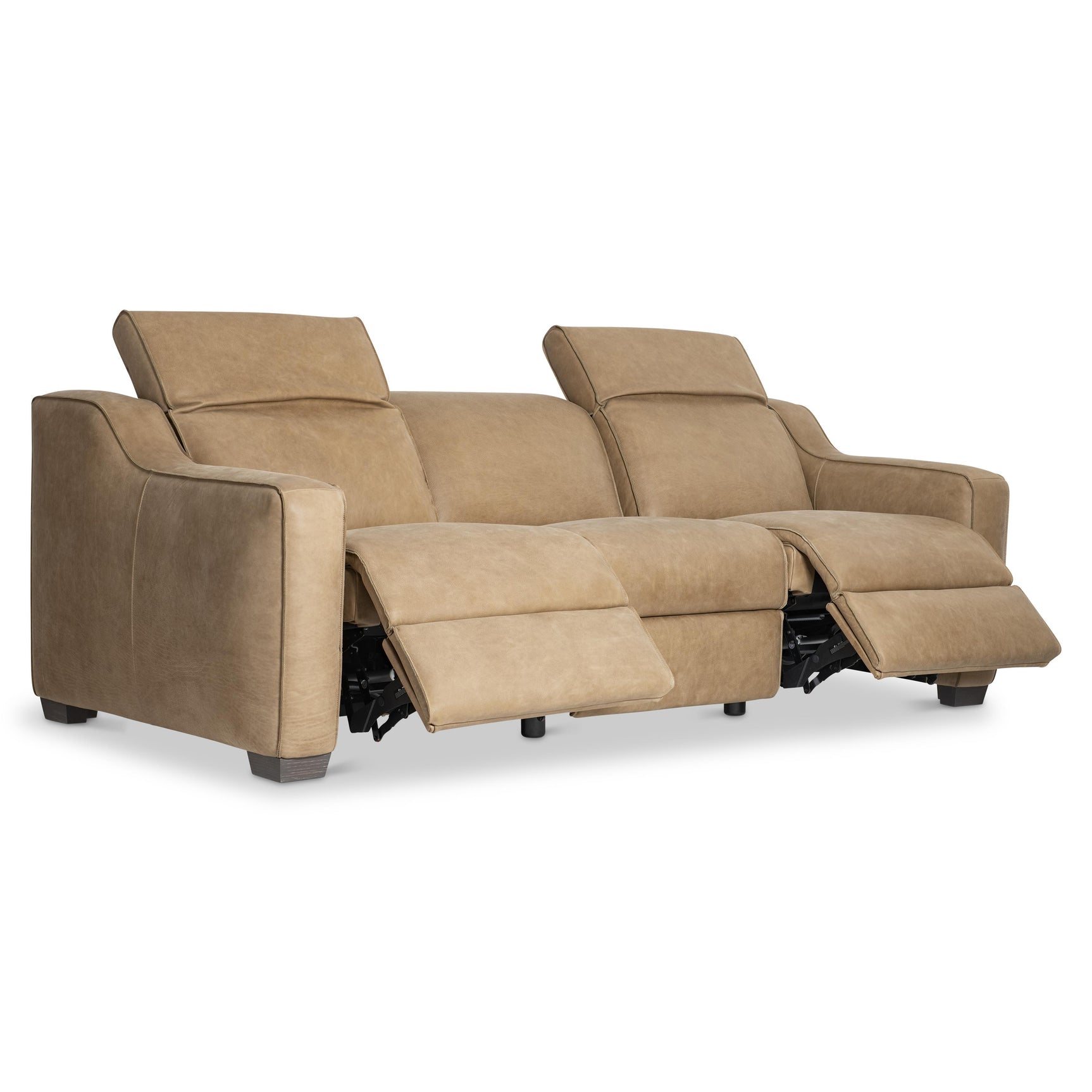 Flynn Beige/Tan Leather Power Motion Sofa - Ornate Home