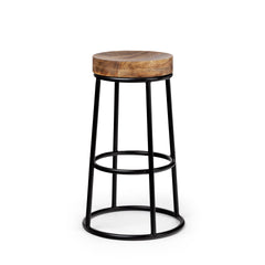 Flynn Brown/Black Wood Seat Metal Frame Stool - Ornate Home