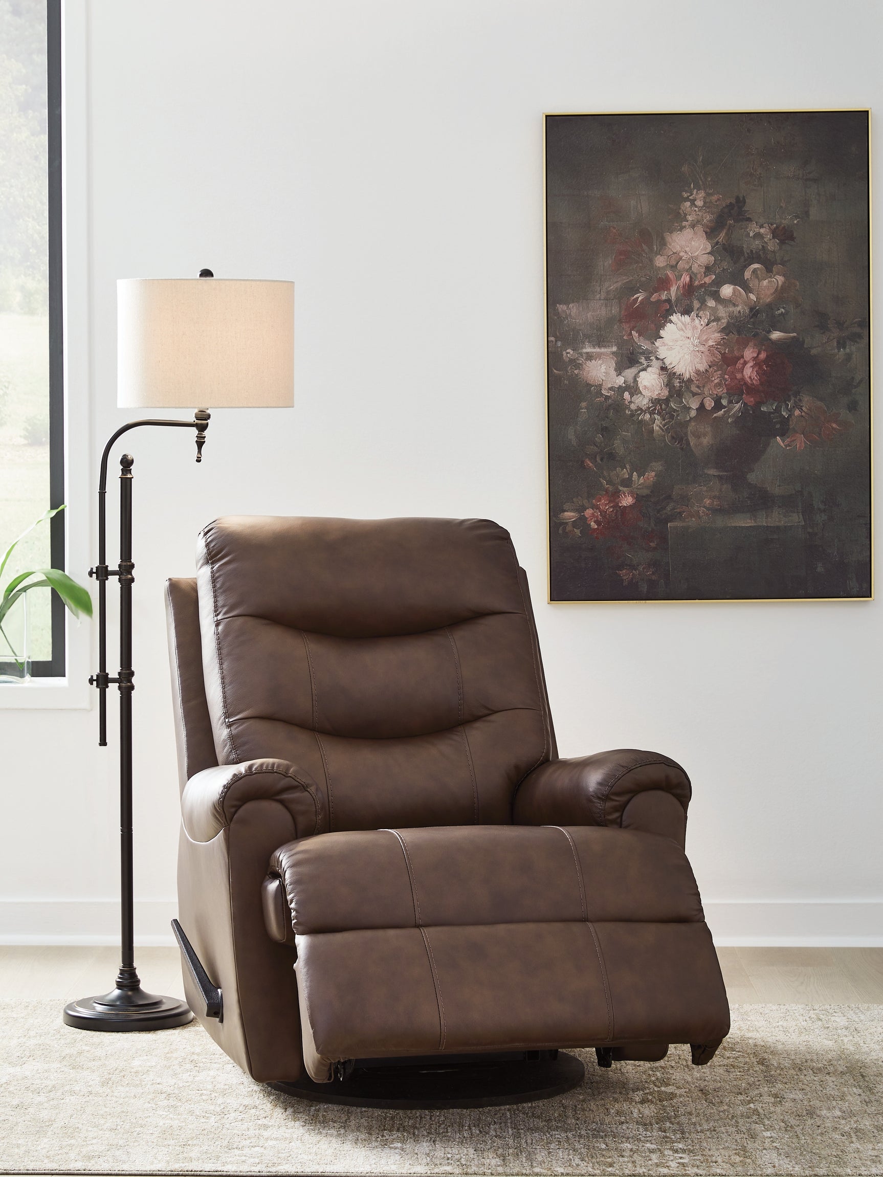 Flynwood Espresso Swivel Glider Recliner (Online Special Price) - Ornate Home