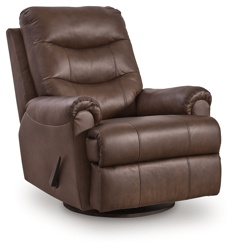Flynwood Espresso Swivel Glider Recliner - Ornate Home