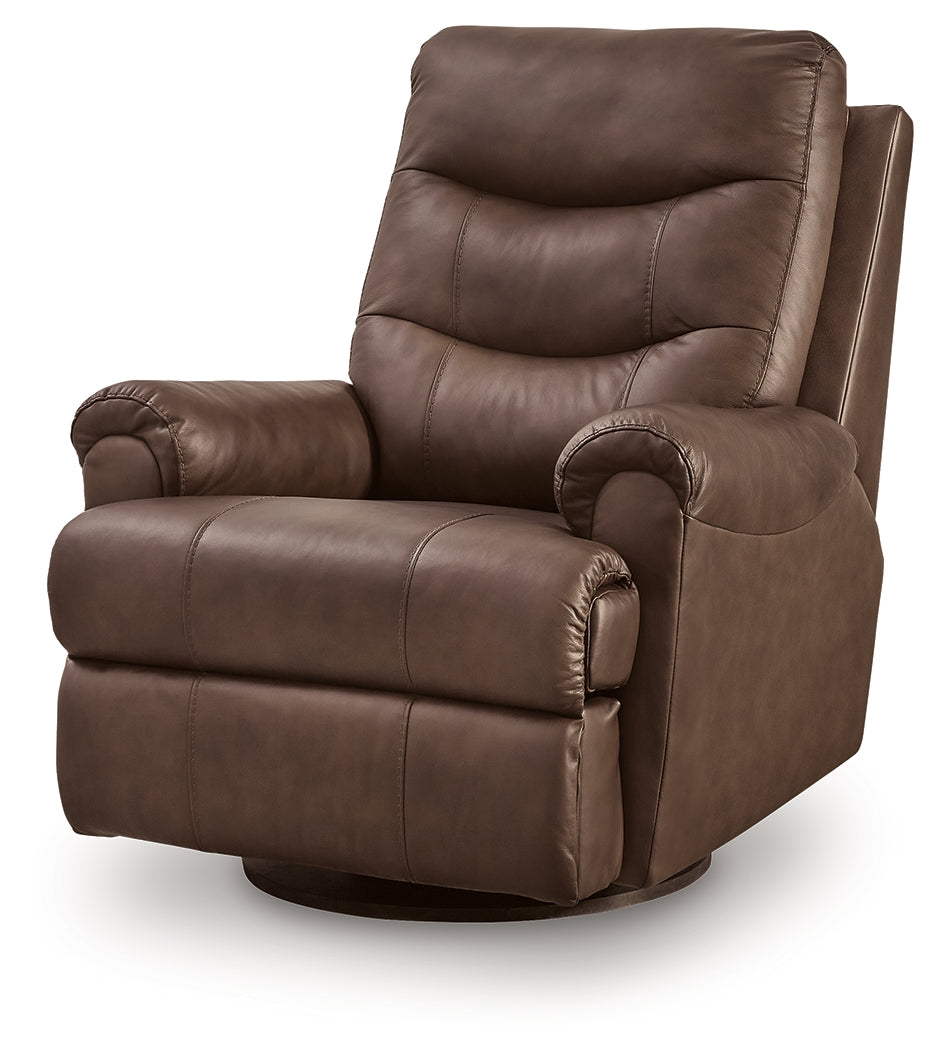 Flynwood Espresso Swivel Glider Recliner - Ornate Home